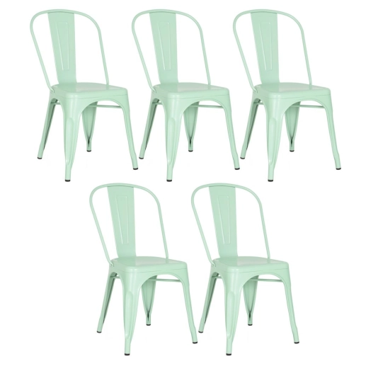 Produto Kit 5 Cadeiras de jantar Iron Tolix com design industrial - Verde Claro