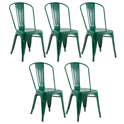 Produto Kit 5 Cadeiras de jantar Iron Tolix com design industrial - Verde Escuro