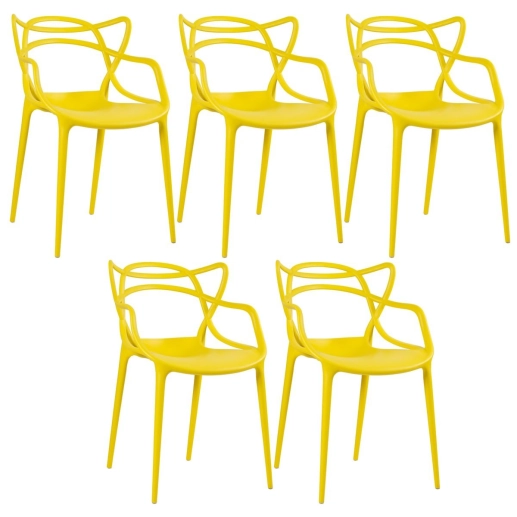 Produto Kit 5 Cadeiras de jantar Master Allegra Design Moderno em Polipropileno - Amarelo
