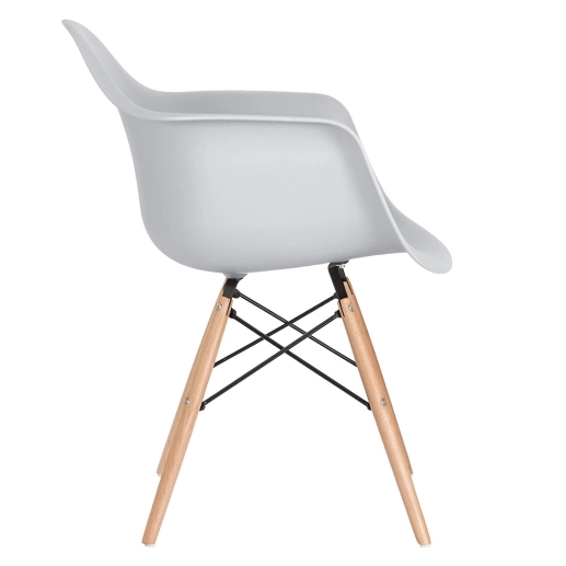 Produto Kit 5 x cadeiras Charles Eames Eiffel Daw com braços Kit Base de madeira clara Kit Cinza claro