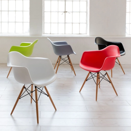 Produto Kit 5 Cadeiras de jantar Charles Eames Eiffel DAW em Polipropileno - Branco