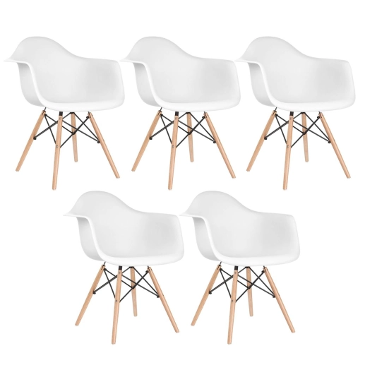 Produto Kit 5 Cadeiras de jantar Charles Eames Eiffel DAW em Polipropileno - Branco