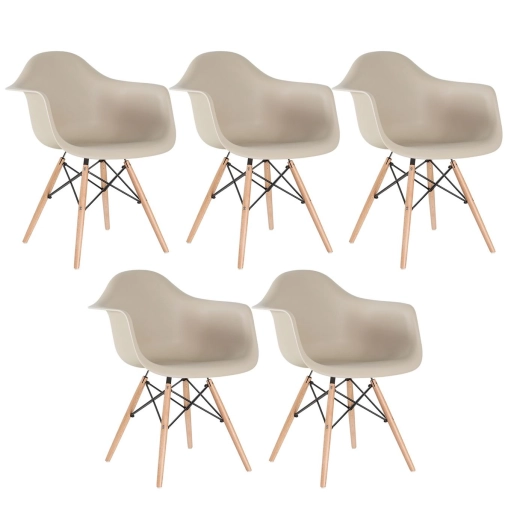Kit 5 Cadeiras de jantar Charles Eames Eiffel DAW em Polipropileno - Nude Produto Kit 5 Cadeiras de jantar Charles Eames Eiffel DAW em Polipropileno - Nude