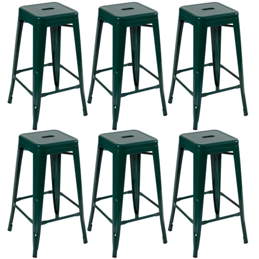 Produto Kit 6 Banquetas alta para bancada Iron Tolix 76 cm – Verde escuro