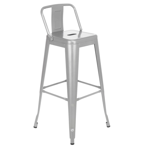 Kit 6 banquetas altas para bancada Iron Tolix com encosto 76 cm – Prata Produto Kit 6 banquetas altas para bancada Iron Tolix com encosto 76 cm – Prata