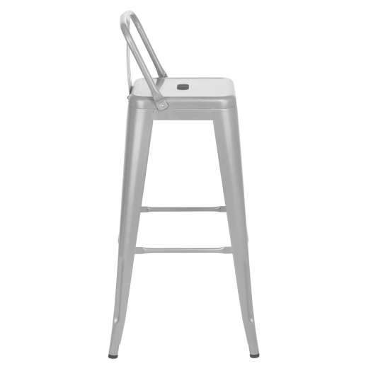 Kit 6 banquetas altas para bancada Iron Tolix com encosto 76 cm – Prata Produto Kit 6 banquetas altas para bancada Iron Tolix com encosto 76 cm – Prata