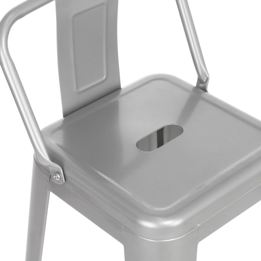 Kit 6 banquetas altas para bancada Iron Tolix com encosto 76 cm – Prata Produto Kit 6 banquetas altas para bancada Iron Tolix com encosto 76 cm – Prata