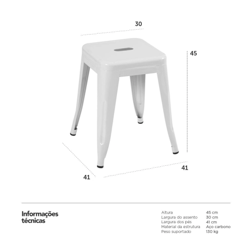 Produto Kit 6 Banquetas baixa para cozinha Iron Tolix 45 cm - Verde Claro