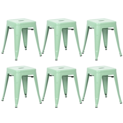 Produto Kit 6 Banquetas baixa para cozinha Iron Tolix 45 cm - Verde Claro