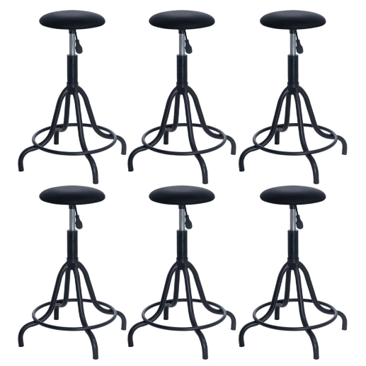 Kit 6 banquetas estofadas e giratórias para bancada industrial West – Preto Produto Kit 6 banquetas estofadas e giratórias para bancada industrial West – Preto