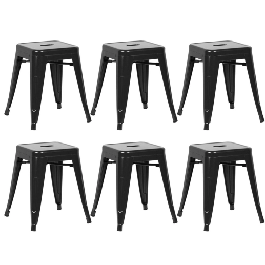 Produto Kit 6 Banquetas baixa para cozinha Iron Tolix 45 cm - Preto