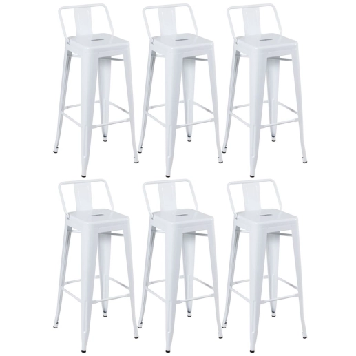 Produto Kit 6 banquetas altas para bancada Iron Tolix com encosto 76 cm – Branco