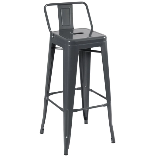 Kit 6 banquetas altas para bancada Iron Tolix com encosto 76 cm – Cinza Escuro Produto Kit 6 banquetas altas para bancada Iron Tolix com encosto 76 cm – Cinza Escuro