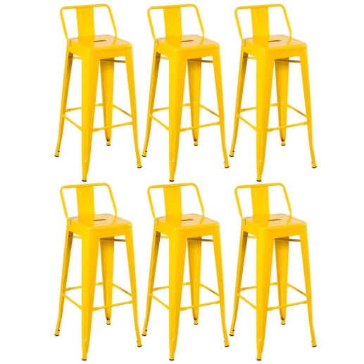 Produto Kit 6 banquetas altas para bancada Iron Tolix com encosto 76 cm – Amarelo