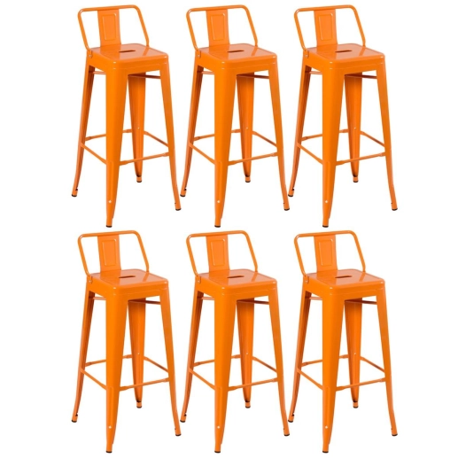 Kit 6 banquetas altas para bancada Iron Tolix com encosto 76 cm – Laranja Produto Kit 6 banquetas altas para bancada Iron Tolix com encosto 76 cm – Laranja