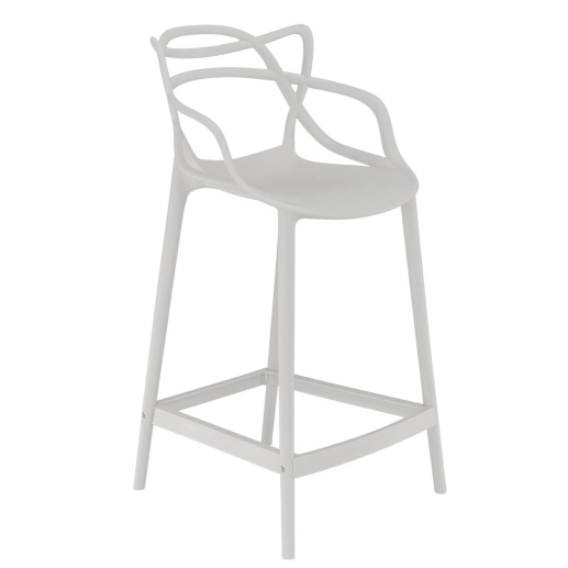 Produto Kit 6 Banquetas média para bancada Master Allegra em Polipropileno 66 cm - Cinza Claro