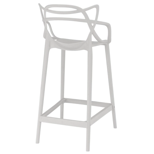 Produto Kit 6 Banquetas média para bancada Master Allegra em Polipropileno 66 cm - Cinza Claro