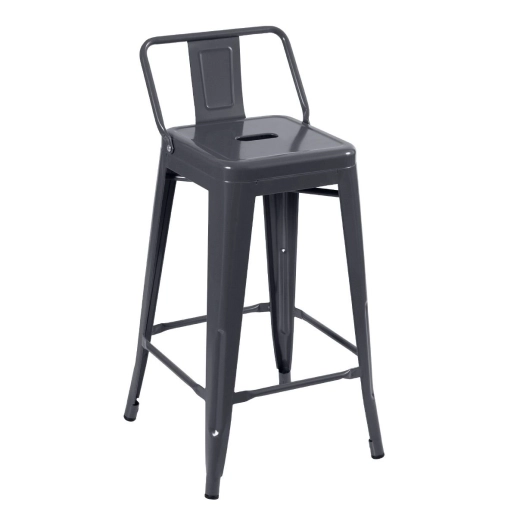 Produto Kit 6 banquetas médias para bancada Iron Tolix com encosto 66 cm - Cinza escuro