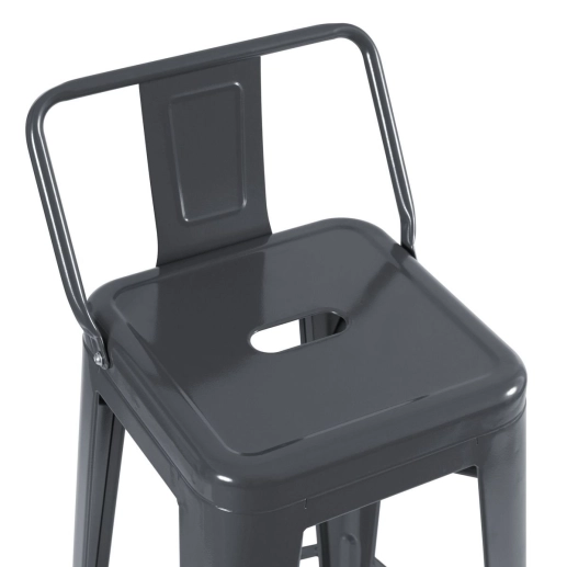 Produto Kit 6 banquetas médias para bancada Iron Tolix com encosto 66 cm - Cinza escuro