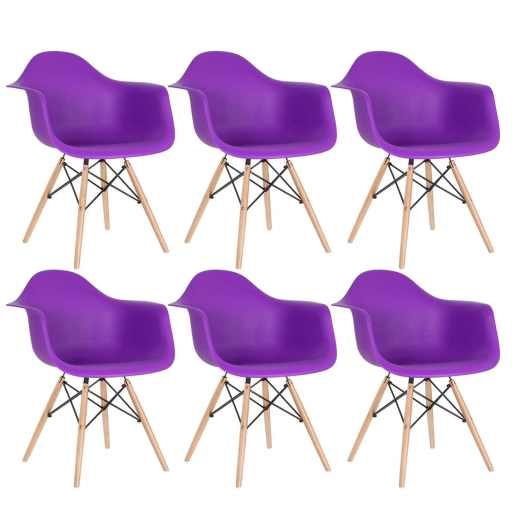 Kit 6 Cadeiras de jantar Charles Eames Eiffel DAW em Polipropileno - Roxo Produto Kit 6 Cadeiras de jantar Charles Eames Eiffel DAW em Polipropileno - Roxo