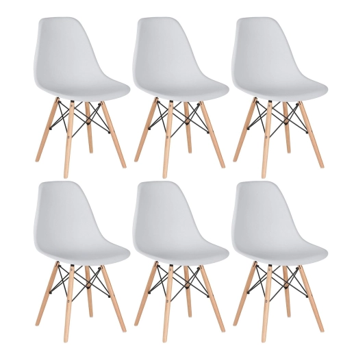 Produto Kit 6 Cadeiras de jantar Charles Eames Eiffel DSW em Polipropileno - Cinza claro