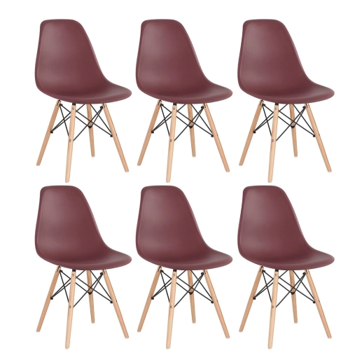 Produto Kit 6 Cadeiras de jantar Charles Eames Eiffel DSW em Polipropileno - Marrom