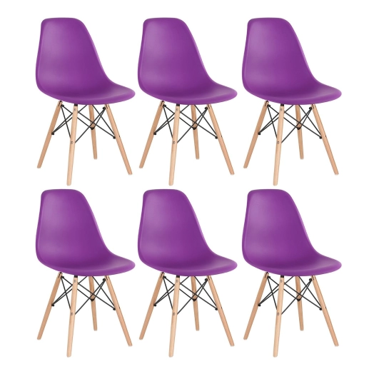 Produto Kit 6 Cadeiras de jantar Charles Eames Eiffel DSW em Polipropileno - Roxo