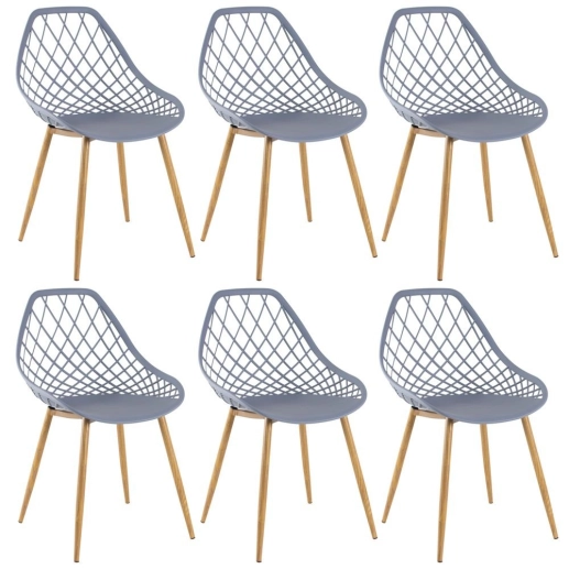 Kit 6 Cadeiras de jantar Clarice Cloe com design contemporâneo - Cinza Produto Kit 6 Cadeiras de jantar Clarice Cloe com design contemporâneo - Cinza