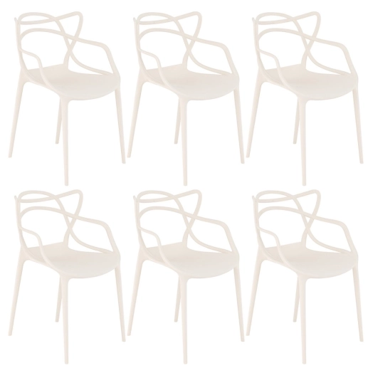 Produto Kit 6 Cadeiras de jantar Master Allegra Design Moderno em Polipropileno - Creme