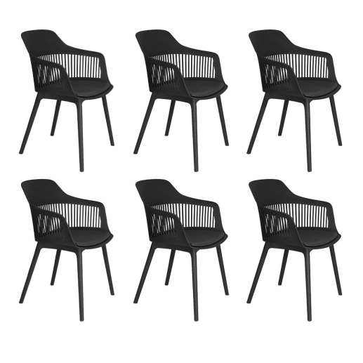 Produto Kit 6 Cadeiras estofada Marcela para sala de jantar e cozinha – Preto