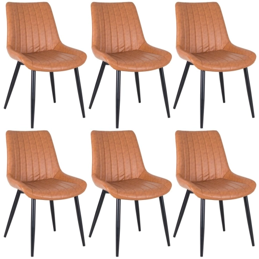 Produto Kit 6 Cadeiras estofada Chicago com design industrial - Marrom