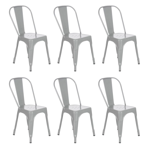 Kit 6 Cadeiras de jantar Iron Tolix com design industrial - Prata Produto Kit 6 Cadeiras de jantar Iron Tolix com design industrial - Prata