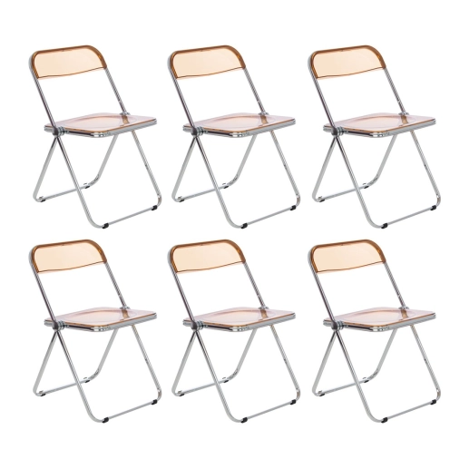 Produto Kit 6 cadeiras jantar design dobrável cristal acrílico transparente Italia Ambar