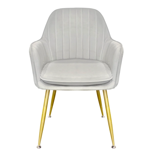 Produto Kit 6 Cadeiras Poltrona Lines com pés dourados Suede