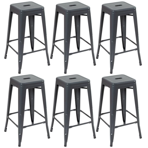 Produto Kit 6 banquetas altas para bancada Iron Tolix 76 cm – Cinza Escuro