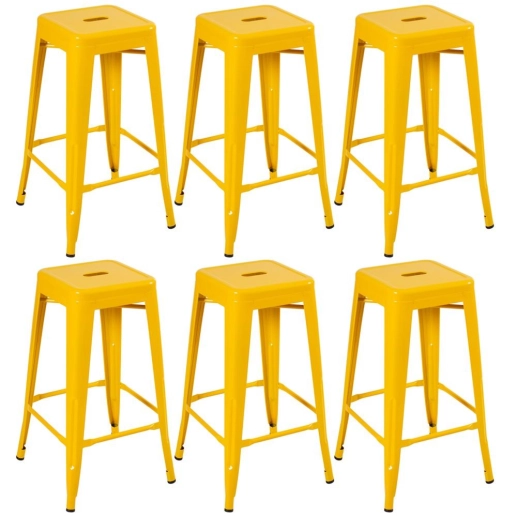 Kit 6 banquetas altas para bancada Iron Tolix 76 cm – Amarelo Produto Kit 6 banquetas altas para bancada Iron Tolix 76 cm – Amarelo