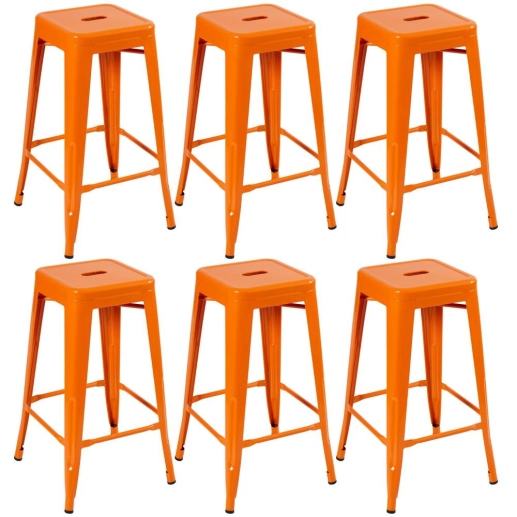Produto Kit 6 Banquetas alta para bancada Iron Tolix 76 cm – Laranja