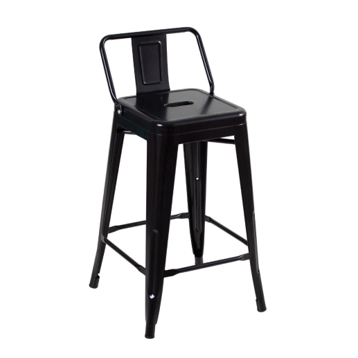 Produto Kit 6 Banquetas média para bancada Iron Tolix com encosto 61 cm - Preto