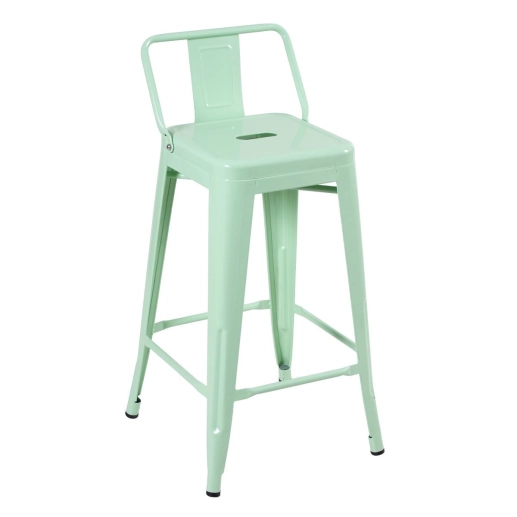 Produto Kit 6 banquetas médias para bancada Iron Tolix com encosto 66 cm – Verde Claro