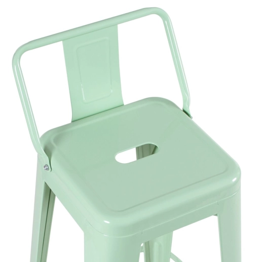 Produto Kit 6 banquetas médias para bancada Iron Tolix com encosto 66 cm – Verde Claro