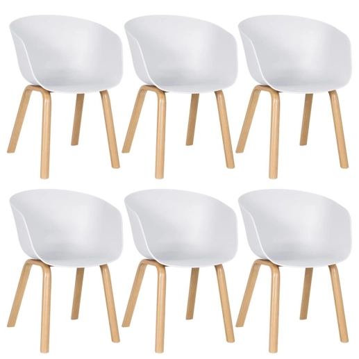 Produto Kit 6 Cadeiras de jantar Cassia com design moderno e assento confortável – Branco