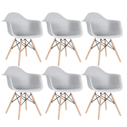 Kit 6 Cadeiras de jantar Charles Eames Eiffel DAW em Polipropileno - Cinza claro Produto Kit 6 Cadeiras de jantar Charles Eames Eiffel DAW em Polipropileno - Cinza claro