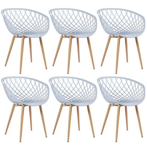 Produto Kit 6 Cadeiras de jantar Clarice Nest com design moderno e anatômico - Cinza
