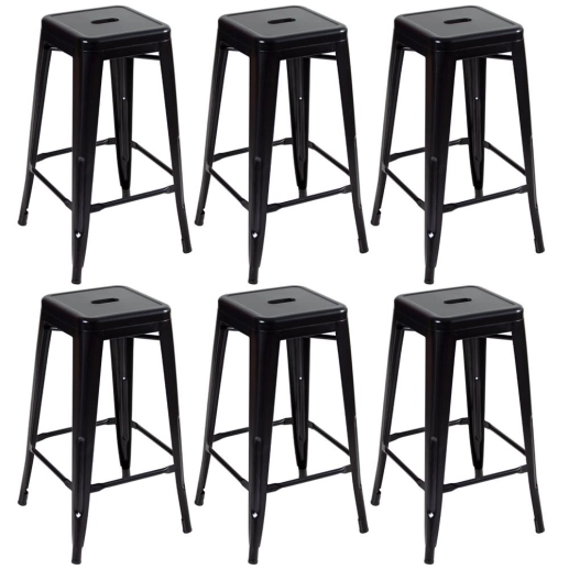 Produto Kit 6 Banquetas alta para bancada Iron Tolix 76 cm - Preto semibrilho