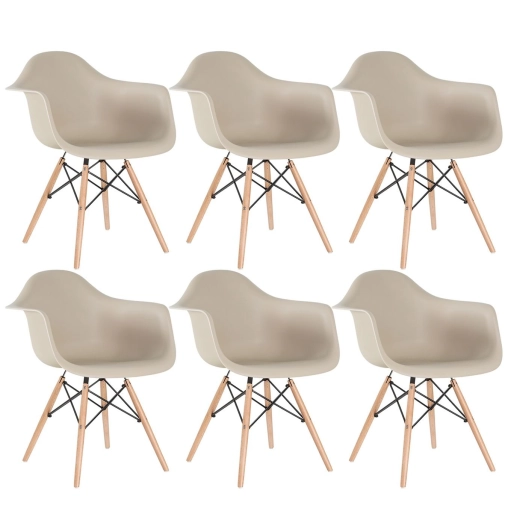 Produto Kit 6 Cadeiras de jantar Charles Eames Eiffel DAW em Polipropileno - Nude