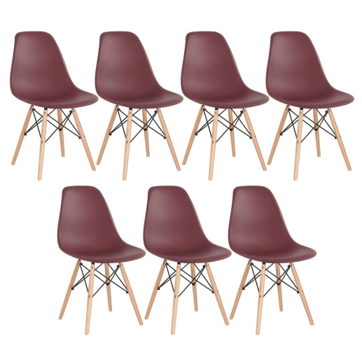 Produto Kit 7 Cadeiras de jantar Charles Eames Eiffel DSW em Polipropileno - Marrom
