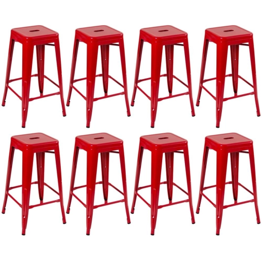 Produto Kit 8 Banquetas alta para bancada Iron Tolix 76 cm – Vermelho