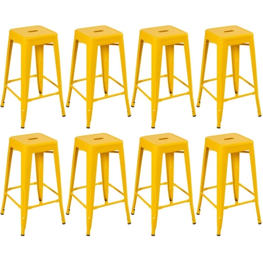 Kit 8 banquetas altas para bancada Iron Tolix 76 cm – Amarelo Produto Kit 8 banquetas altas para bancada Iron Tolix 76 cm – Amarelo