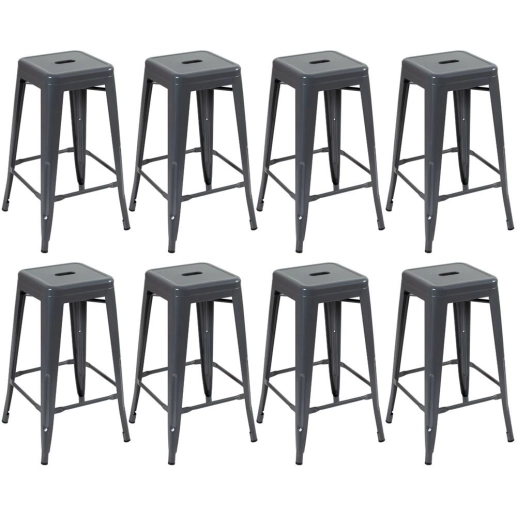 Kit 8 banquetas altas para bancada Iron Tolix 76 cm – Cinza Escuro Produto Kit 8 banquetas altas para bancada Iron Tolix 76 cm – Cinza Escuro