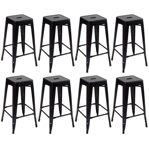 Produto Kit 8 Banquetas alta para bancada Iron Tolix 76 cm - Preto semibrilho